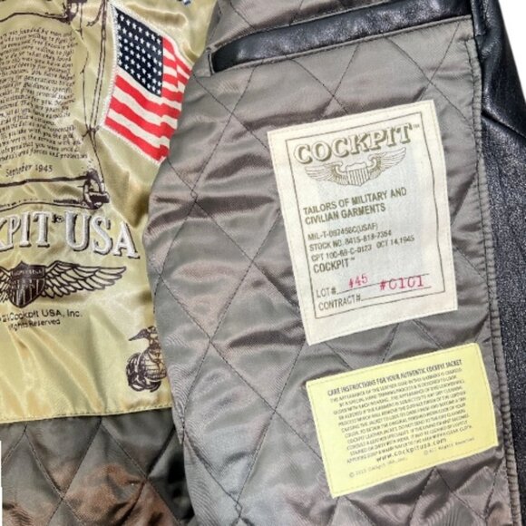 Cockpit NYC A-2 Airforce US Army Leather Bomber Jacket Medium Pre-Loved - Picture 7 of 8
